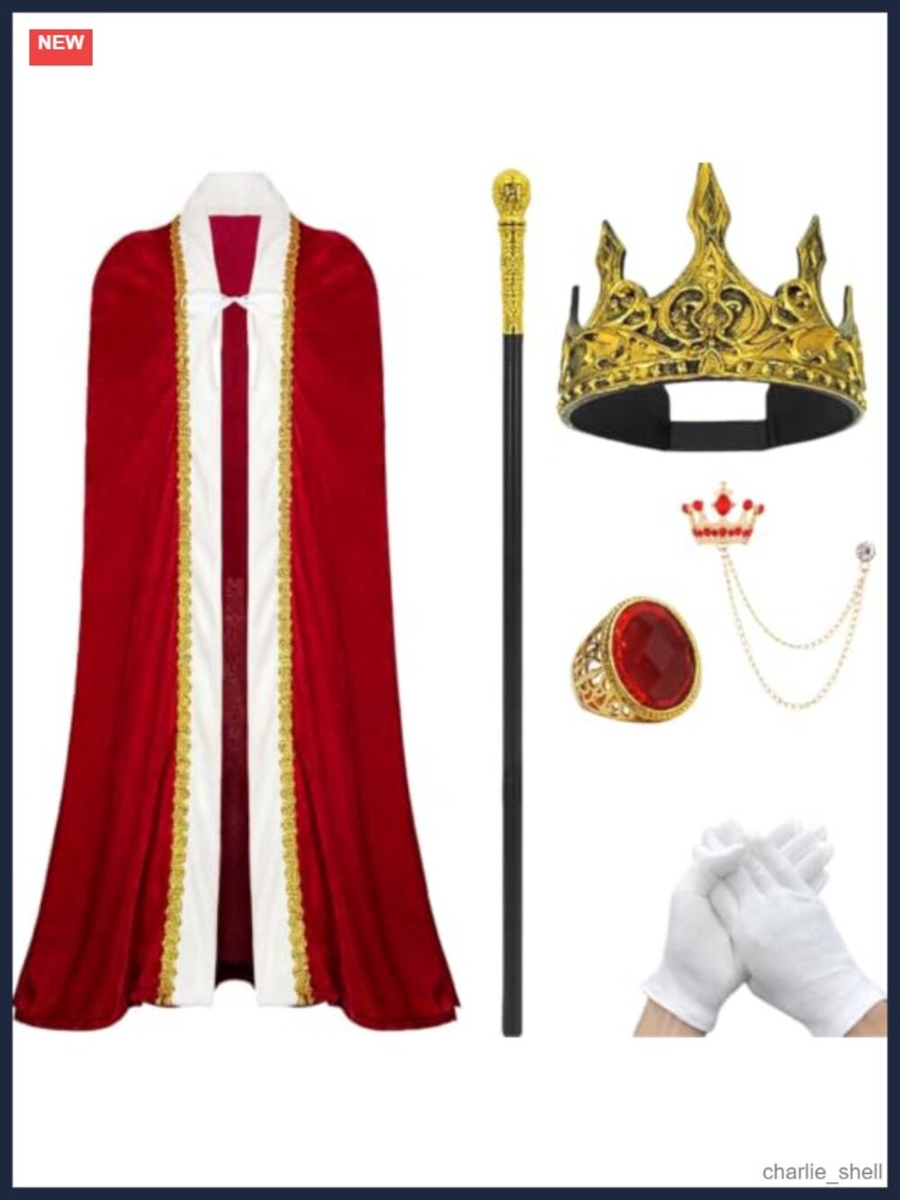 Halloween King Costume with Cape & Crown